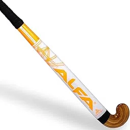 A L F A Magnum Wooden Laminated Hockey Stick with Sticker Finish (37, White/Orange)-image-83