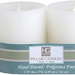 HOSLEY Unscented White Pillar Candles|Soy & Paraffin Wax Candles for Home Decor|Candles for Decoration|45 Hours Burn Time| Smokeless & Dripless|2.75 Inch Diameter|Pack of 2 (3 Inch Long Each)-picture-45