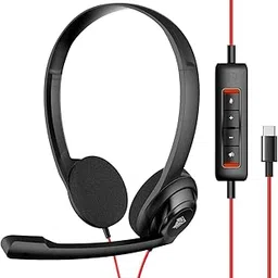 NUBWO USB C Headset with Microphone for Laptop Phone, Headphones with Noise Cancelling Microphone for Computer, On-Ear Wired Office Call Center Headset for Boom Skype Webinars, in-line Control-picture-51