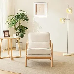 RUSTIC ROOTS Wooden Chair Mid Century Modern Accent Chair for Living Room Bedroom or Office Solid Wood Frame Minimalist Scandinavian Aesthetic zx27-image-20