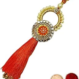 Buyent ® elegant designer lumba rakhi for bhabhi chuda rakhi for bhabhi flower rakhi bracelet for women stylish with roli chawal pack-image-24