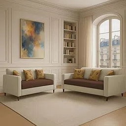 GRAPEWOOD Diana 3+2 Seater Sofa Set for Living Room (Cream Brown Colour) Premium Fabric Sofa Set-image-84