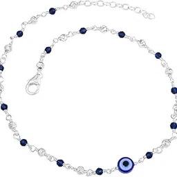 ovana 925 Sterling Silver | Blue Eye Anklet | 925 Payal (Single Anklet) | Adjustable Chain | Gift for Her | Gifts for Women and Girls | 925 Hallmarked-picture-17