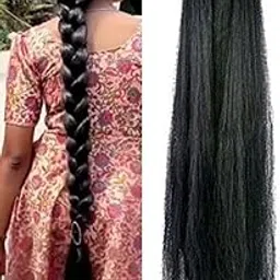 Long Straight Natural Brown Hair Extension, 24 Inch Length, Synthetic Hair, Paranda Choti Look-image-11