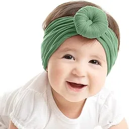 SYGA Baby Headbands Soft Cotton Strechable Turban Hairbands For Newborn Infant Toddlers Kids 0-3 Years (Green)-picture-13
