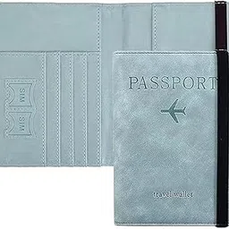 mohilaa Passport Holder & Cover with Card and Boarding Pass Slots – PU Leather Bi-Fold Travel Wallet Case | RFID Blocking Travel Accessory for Passports, Credit Cards & IDs (Passport-Holder-Skyblue-1)-picture-17