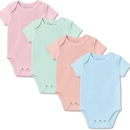 mom's home New Born Baby Organic Cotton Half Sleeves Onesie | New Born Baby Clothes | Baby Half Sleeve Cotton Sleepsuits | Pack of 4-picture-27