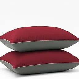Cloth Fusion Premium Microfiber Soft Pillow Set of 2 for Sleeping, Comfy Hotel Comfort Grade, Vacuum Packed, Standard Size (16x24 Inches, Maroon-Grey)-picture-16