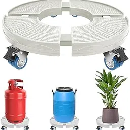 Serplex® Heavy Duty Caddy Dolly with Brakers, 4-Wheel Mobile Round Gas Cylinder Trolley, Indoor Outdoor Potted Stand/Trolley for Balcony, Living Room, Home and Garden (Adjustable 15-20 inches) image 1