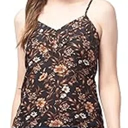 glam modene Floral Print V-Neck Camisole Top, Sleeveless Spaghetti Strap, Layered Design-picture-49