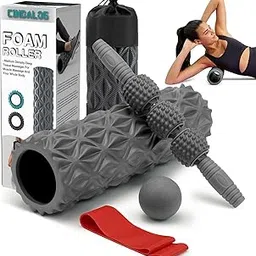 5 in 1 Foam Roller Set - Trigger Point Foam Back Roller, Muscle Roller Stick, Massage Ball, Stretch Band, Deep Muscle Massage, Pilates, Yoga, Full Body Release Fitness Exercise-picture-31