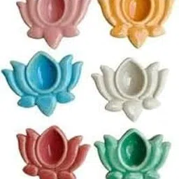 Lotus Tealight Candle Holder Diya Stand Diwali Decoration Items for Home Decor Diyas Indoor Outdoor Office Gifting - Diwali Decor Colorful Kamal Design Diya Candle (8)-image-43