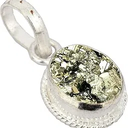 21.25 Ratti 20.25 Carat Natural Rough Stone Pyrite Oval Shap Pendant, Crystal Stone Silver Plated Locket Pendant for Men and Women-image-29