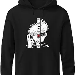 Hoodie for Mens | Cotton Solid Sweatshirt with Hood | Jujutsu Gojo Satoru Hoodies for Men | Anime Hoodies for Men | Black Navy Blue and Maroon Grey Colour-image-20