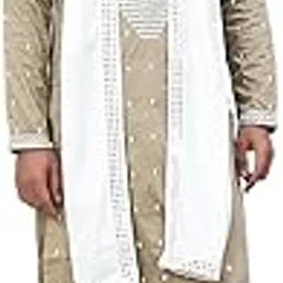 jompers Men's Sequins Embroidered Kurta Pyjama With Dupatta Set.-picture-37
