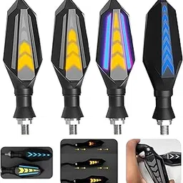 Asryd Flexible Arrow Running Style Blinker Bright LED Indicators Universal Waterproof For All Bike, Motorcycle Turn Signal Lights (Pack of 4, Yellow And Blue)-picture-13