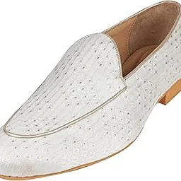 tanny shoes Men's Fabric Material White Color Jutti and Mojri for Wedding|Party|Occasions|Fashion|Outdoor|Indoor|Lightweight|Shoes with TPR Sole-picture-17
