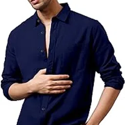 impression fab Men's Classic Long Sleeve Button-Down Shirt, Casual Cotton-picture-43