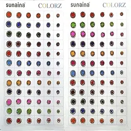 SUNAINA Colorz Multicolour Mix Sizeg Gold Stone Border Reusable Bindi Book 144 Bindi For Women [Scmmsb101] Pack Of 1-image-51