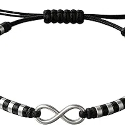 darshraj 925 Sterling Silver Infinity Unisex Adjustable Bracelet for Men & Women | Black Thread Beaded Nazariya Style | Handmade Couple Friendship Protection Jewelry-picture-38