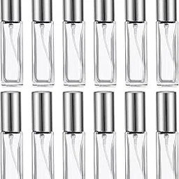 Hunky Dory 12pcs 8ml Sqaure Transparent Empty Glass Pen Spray Bottle Refillable With Silver Pump And Silver Cap Toner, Perfume, Attar, Lotion, Moisture,Bottles-image-69