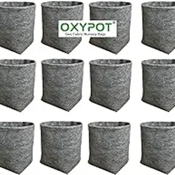 Thin Geo Fabric Nursery Grow Bags || Size - Diameter 6" X Height 6.5" || Made with 140 GSM Geo Fabric. Pack of 18 Bags (Grey, 18)-picture-53
