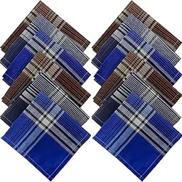 s4s Men's 100% Cotton Premium Handkerchiefs/Hankies (Dark Color Checks_48CM X 48CM)-picture-20
