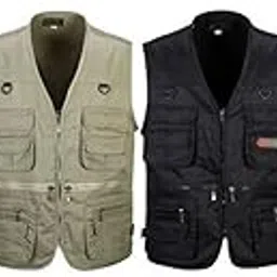 club bollywood CLUB BOLLYWOOD®Men's Multi Pocket Zip Fishing Travel Outdoor Vest Khaki XXXL|Sporting Goods | Fishing |0-picture-34
