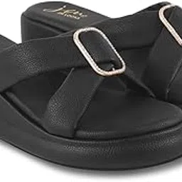 jm looks Women's Platform Wedge Mules – Round Toe, Embellished Buckle, Criss-Cross Slip-On Heel Sandals for Casual &, Elegant Summer Slides Shoes-picture-36