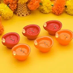 Led Water Sensor Diya for Home (Set of 6), E-Diya, Warm Yellow Lights, Battery Operated Led Diwali Diya for Home Decor, Festivals Decoration-picture-55