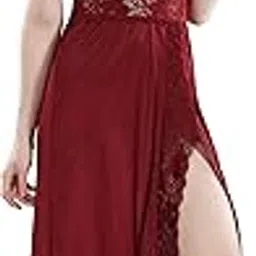 romaisa Women's Satin Solid Maxi Length Nightgown (Size - Free Size)-picture-37