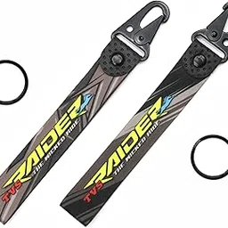 Lanyard Raider Keychain | 25mm Racing Tag Keychain Holder | Wrist Band Key Ring Compatible for All Bikes, Cars - Black Color (Pack of 2)-picture-12