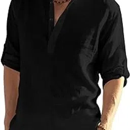 hemrin Combo of Men's Cotton Blend Full Sleeve Short Kurta Shirt with Mandarin Collar Pack of 2-picture-41