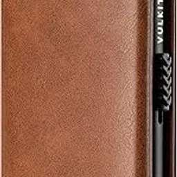 Men's Leather Magnetic Closure Pop Up Contemporary Card Holder Wallet with Coin Pocket With ID Window (Brown, One Size)-image-2