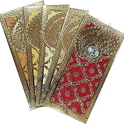 Peeplvalue 10 Pcs Designer Sagan Cash Gift Money Envelopes | Shagun Envelope with golden metallic Border Design and Coin Money Included for Wedding, Birthday, Anniversary or Any Occasions-picture-13