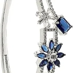 zeneme Rhodium-Plated American Diamond Studded Leaf Shaped Kada Bracelet For Girls and Women-picture-54