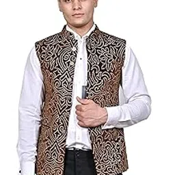 A.P. DESIGNERS Men's Designer Brown Bandhani Nehru Vest | Traditional Indian Wedding Waistcoat | Ethnic Formal Sleeveless Jacket for Festive Collection-image-33