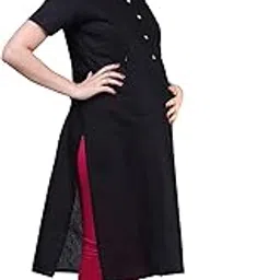 hriday fashion Women's Straight Cotton Black Maternity Feeding Kurti with Zippers (HF168)-picture-32