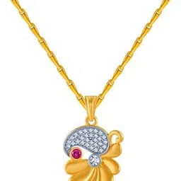p.c. chandra jewellers 14k (585) Yellow Gold and American Diamond Pendant for Women-picture-53