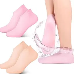 Silicone Socks | Anti Slip Silicone Moisturizing Socks | Dry Cracking Skin | For Both Men & Women | Full Length, Large Size 1 Pair-image-23