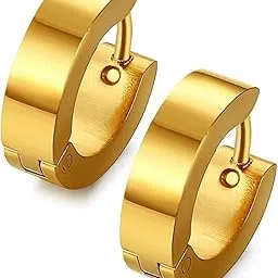 Stainless Steel Unique Small Hoop Earrings for Men Huggie Earrings-image-15
