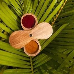 Wooden kumkum Box with 2 Compartments, Butterfly Design, Kitchen Storage Container-picture-42