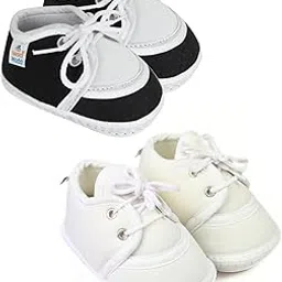 neska moda 6 To 12 Months Baby Boys & Girls Pack of 2 Pair Cotton Lace Shoes/Booties -SK137andBT2158-picture-28