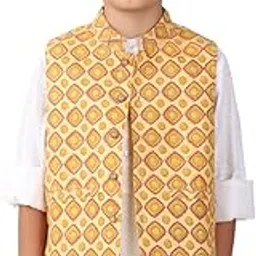 fabindia Kids Printed Nehru Jacket Silk-picture-11