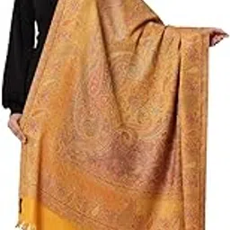 pashtush womens Faux Pashmina Shawl, jamawar design, Mustard-picture-25