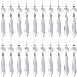 20 Pieces Clear Chandelier Crystals, 63mm Replacement Crystal Icicle Prisms Pendants Glass Crystal Beads-picture-42