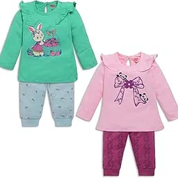 Baby Girls 100% Cotton Full Sleeve Top & Pyjama Sets, Pack Of 02-image-13