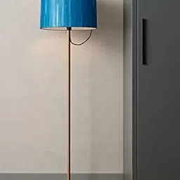 Modern Floor Lamp with Golden Metal Stand and Blue Fabric Shade for Living Room Bedroom Office Home Décor Corner Lighting Standing Lights 137 cm-picture-28