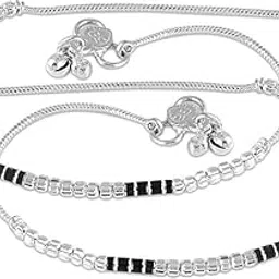 navmav Traditional Oxidised Anklet/Payakl/Painjan for Women Stylish Fancy Indian Payal Jewellery with Plating Attached Ghungroo Barefoot Jewelry for Women & Girls-picture-46