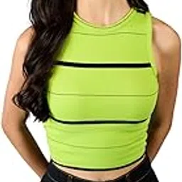 uptownie lite Women Stretchable Ribbed Sleeveless Regular Fit Crop Top-picture-24